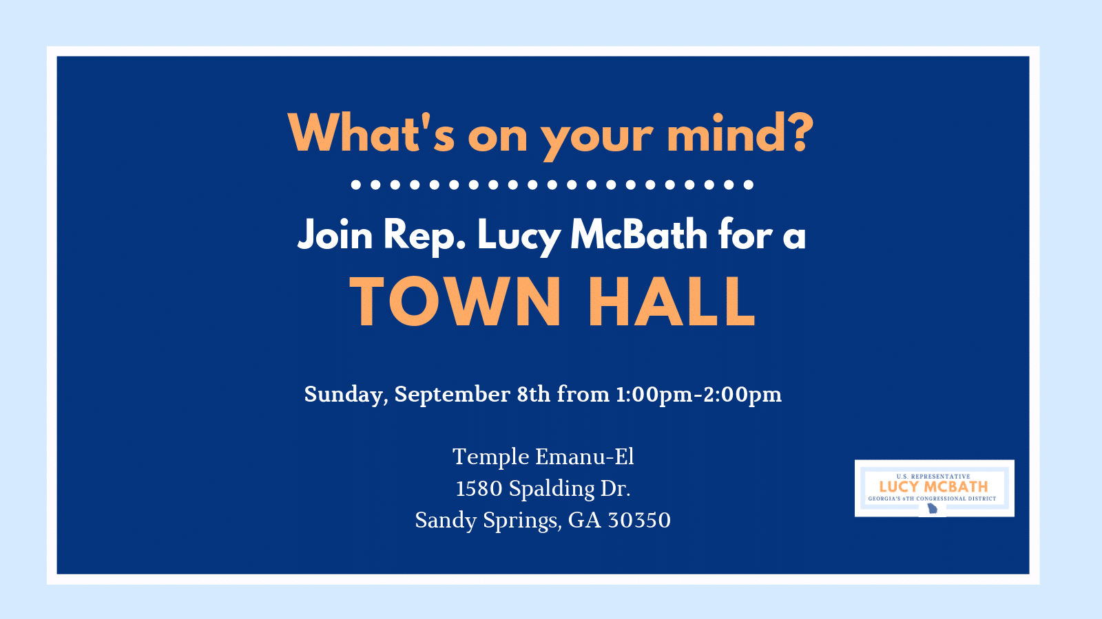 Congresswoman Lucy McBath Town Hall