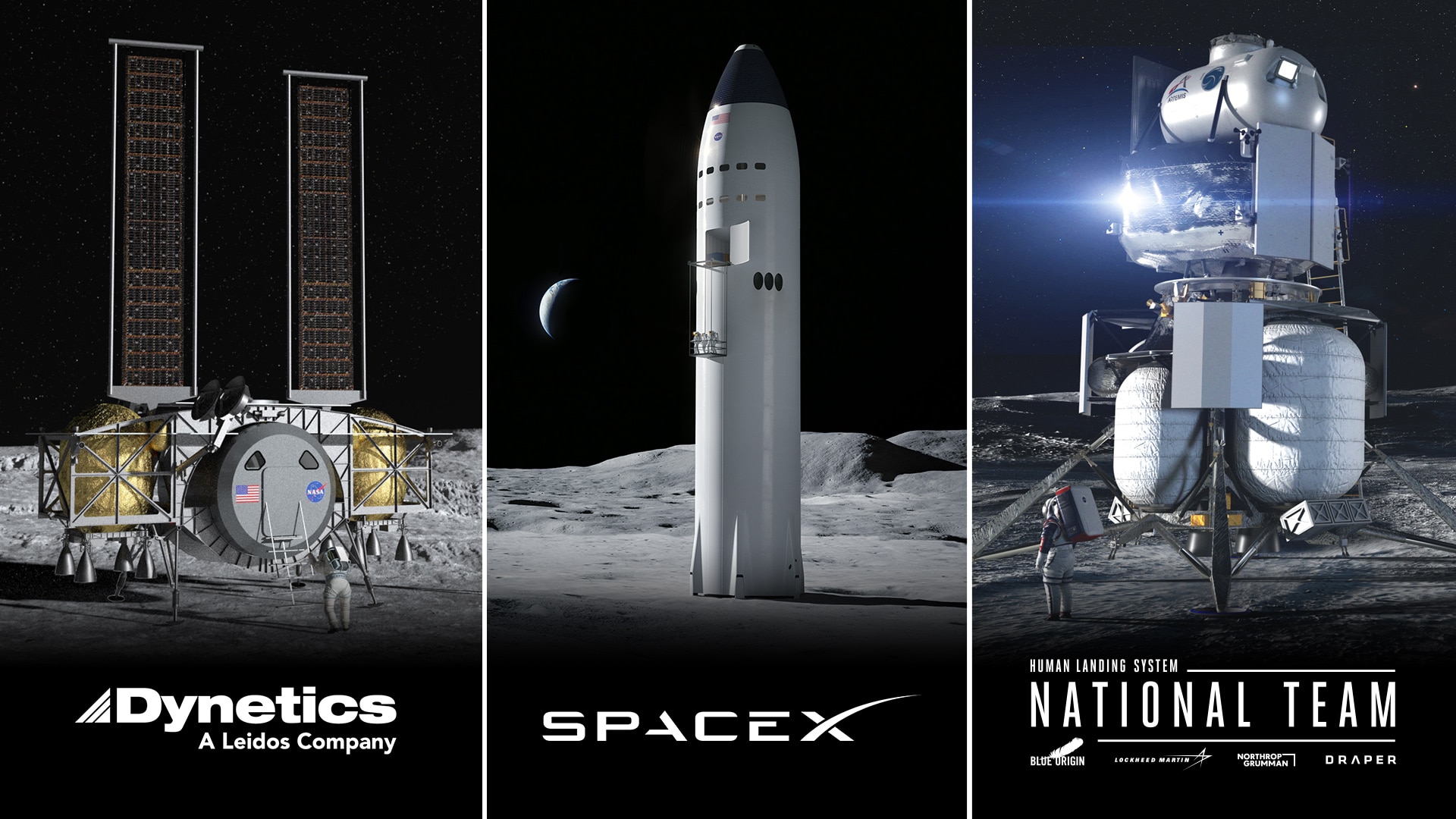 SpaceX, Blue Origin and Dynetics Selected to Make Human Landers for the Moon