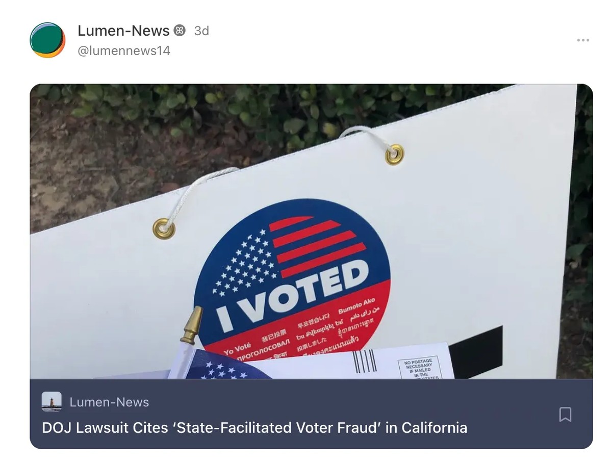 Lumen-News post on DOJ lawsuit against California